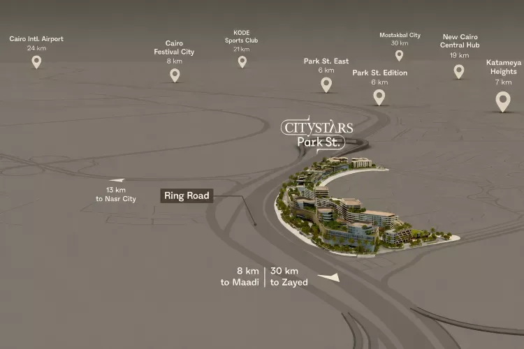 مشروع سيتي ستارز بارك ستريت القاهرة الجديدة في القاهرة الجديدة مشروع سيتي ستارز بارك ستريت القاهرة الجديدة — موقع المشروع، القاهرة الجديدة