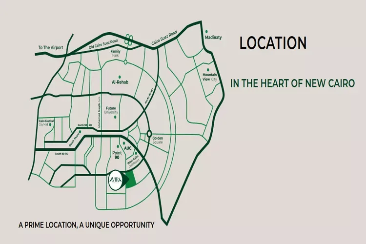 Compound Avira Residence New Cairo in New Cairo Compound Avira Residence New Cairo — Project Location, New Cairo