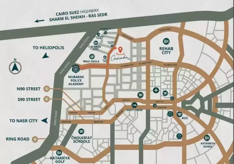 Mall Cascada Plaza New Cairo — location, New Cairo