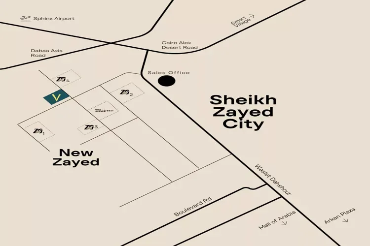 كمبوند SVN شادز زايد الجديدة — موقع المشروع، الشيخ زايد
